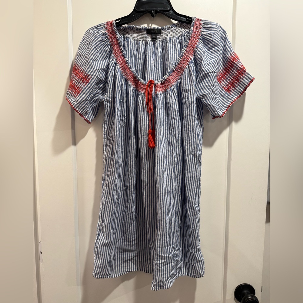 J. Crew Blue and Red Striped Blouse Size XXS